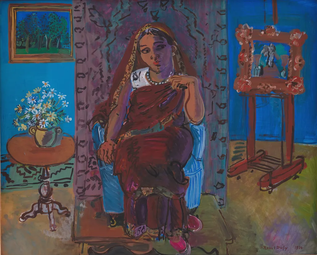 Interiør med indisk kvinde, by Raoul Dufy, oil, 1930