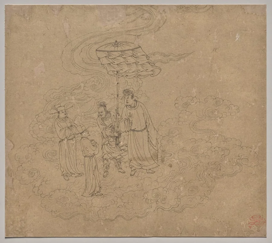 Album of Daoist and Buddhist Themes: Procession of Daoist Deities: Leaf 9, detail