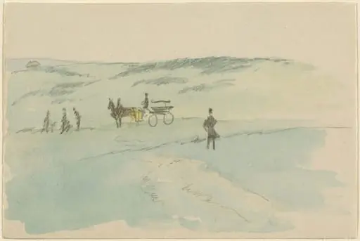 Landscape with Figures and a Carriage, by David, Sir Wilkie, graphite, 1813