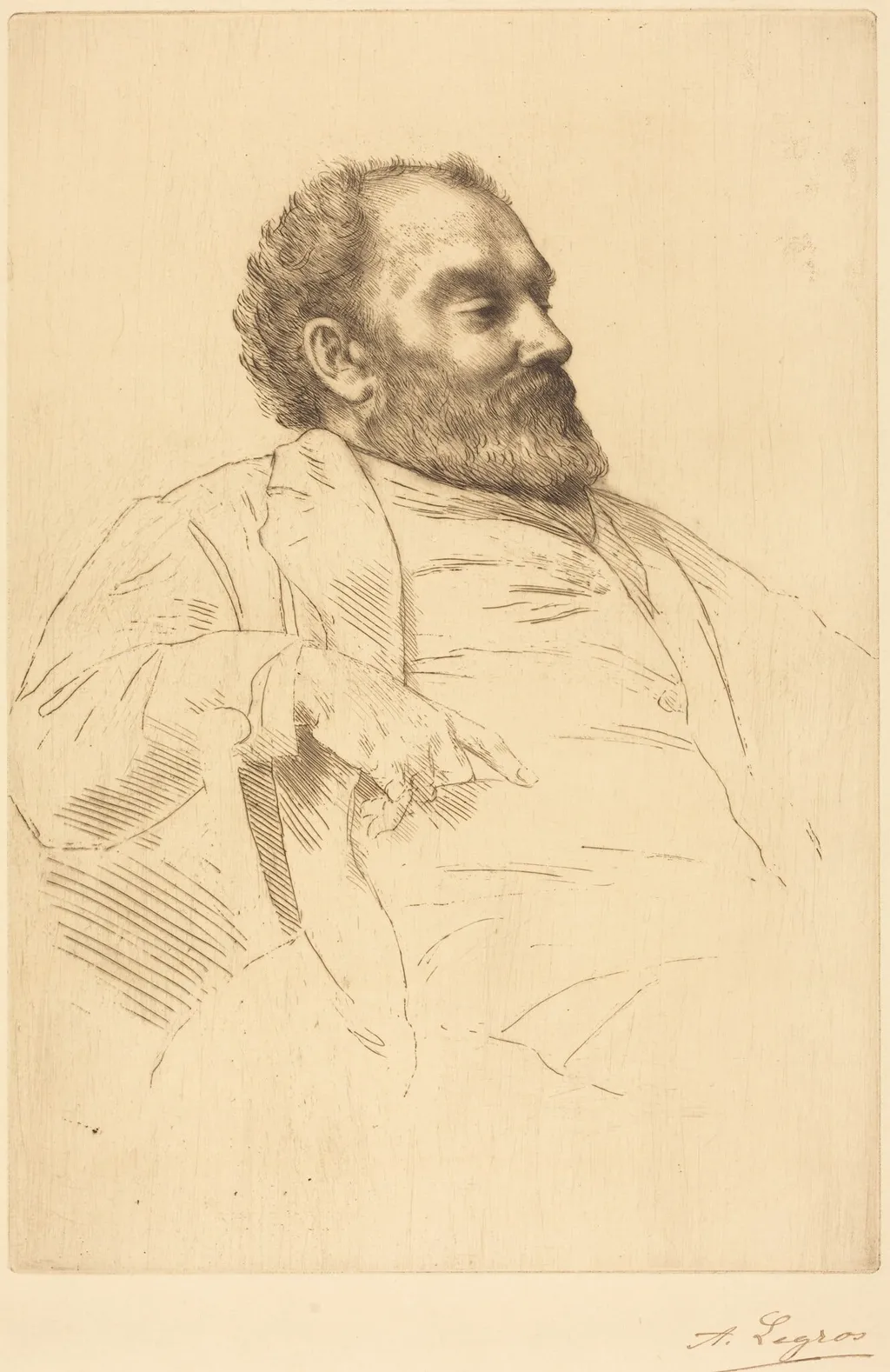 Val Prinsep, R.A., by Alphonse Legros, ink, 1874