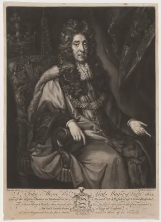 Sir John Moore, by James MacArdell, ink, 1746