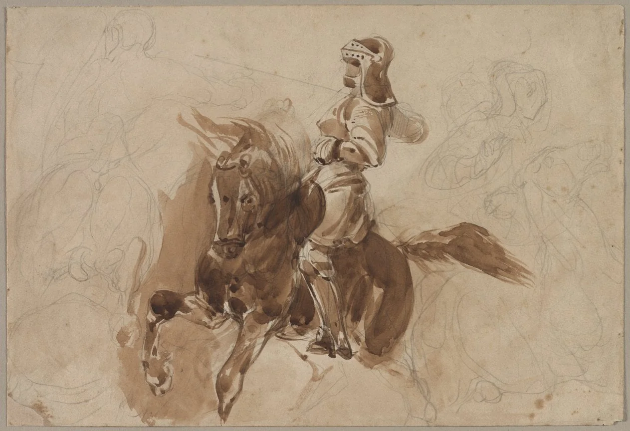 Armored Figure on Horseback (recto), detail