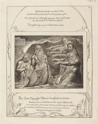Job Rebuked by His Friends, by William Blake, ink, 1825