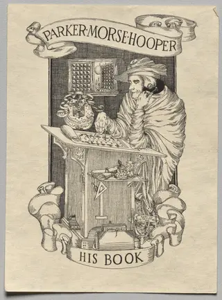 Bookplate:  Parker Morse Hooper, His Book inscribed, by Frederick Garrison Hall, 1922