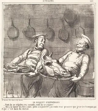 Un Banquet d'hippophages, by Honoré Daumier, ink, 1865