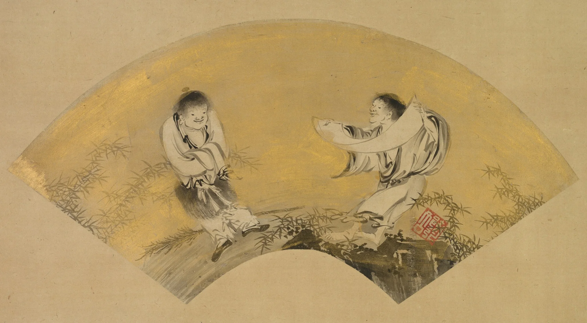 Hanshan and Shide (Kanzan and Jittoku), detail