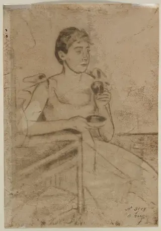 After-Dinner Coffee (verso), by Mary Cassatt, 1889