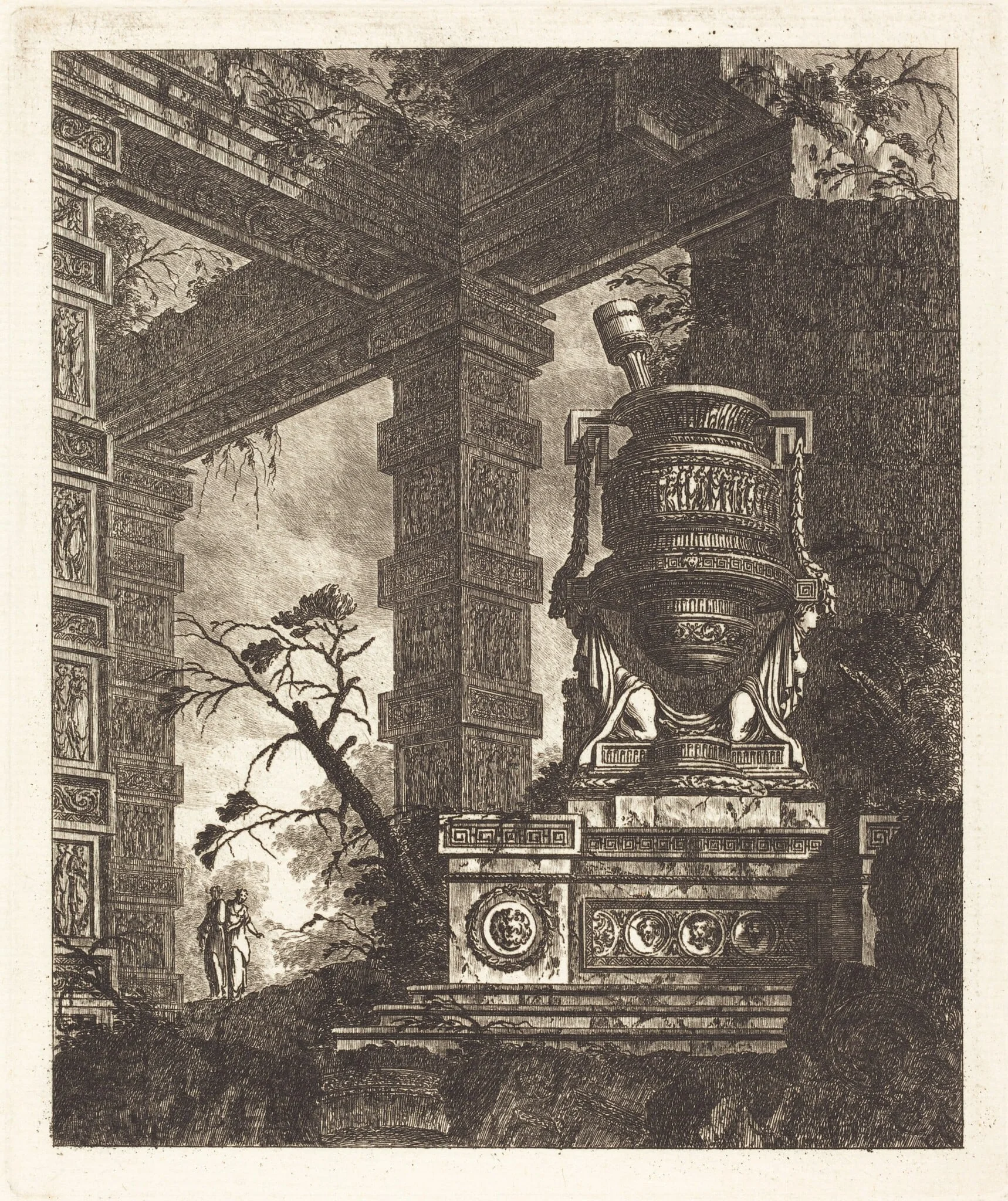 Vase Supported by Two Sphinxes, detail