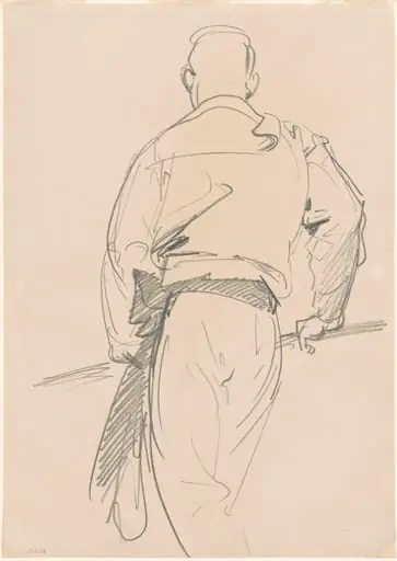 Gondolier, Venice, by John Singer Sargent, graphite, 1912