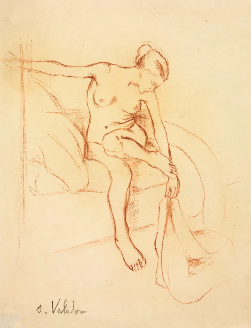 Nude Woman Seated on a Bed, by Suzanne Valadon, 1902