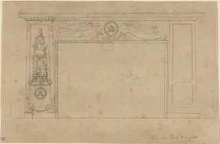 Design for the Chimney Piece in the Throne Room, Buckingham Palace, by John Flaxman, ink, 1823