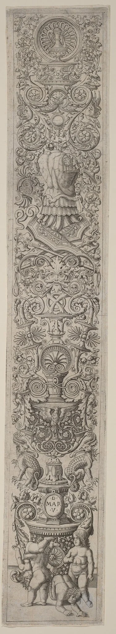 Ornament Panel: Four Children Playing, detail