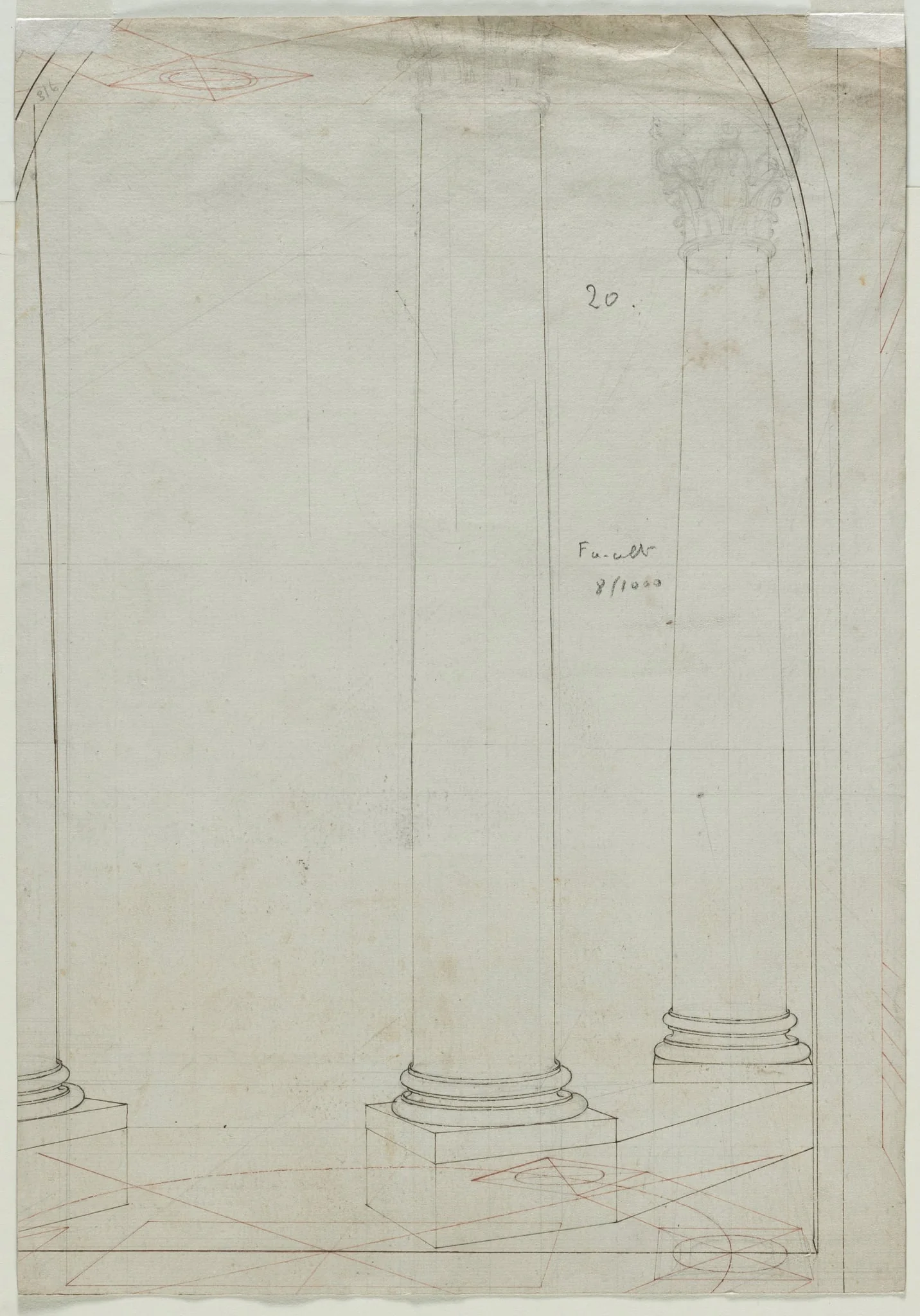 Architectural Drawing of Columns (verso), detail