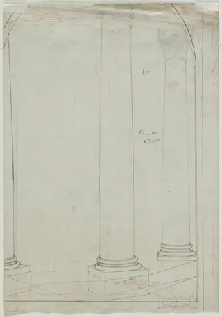 Architectural Drawing of Columns (verso), by Pietro Fancelli, 1815