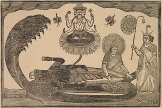 Anantasayan (Vishnu Reclining on Serpent Ananta), by Shri Gobinda Chandra Roy, 1890