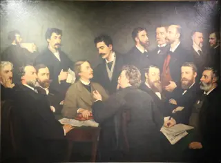 Portrait of members of the Société libre des Beaux-Arts, by Edmond Lambrichs, oil, 1863