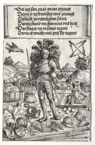 The Triumphal Arch of Maximilian I:  Emperor Maximilian as Patron of Improvements in Artillery and Armor, by Wolf Traut, 1516