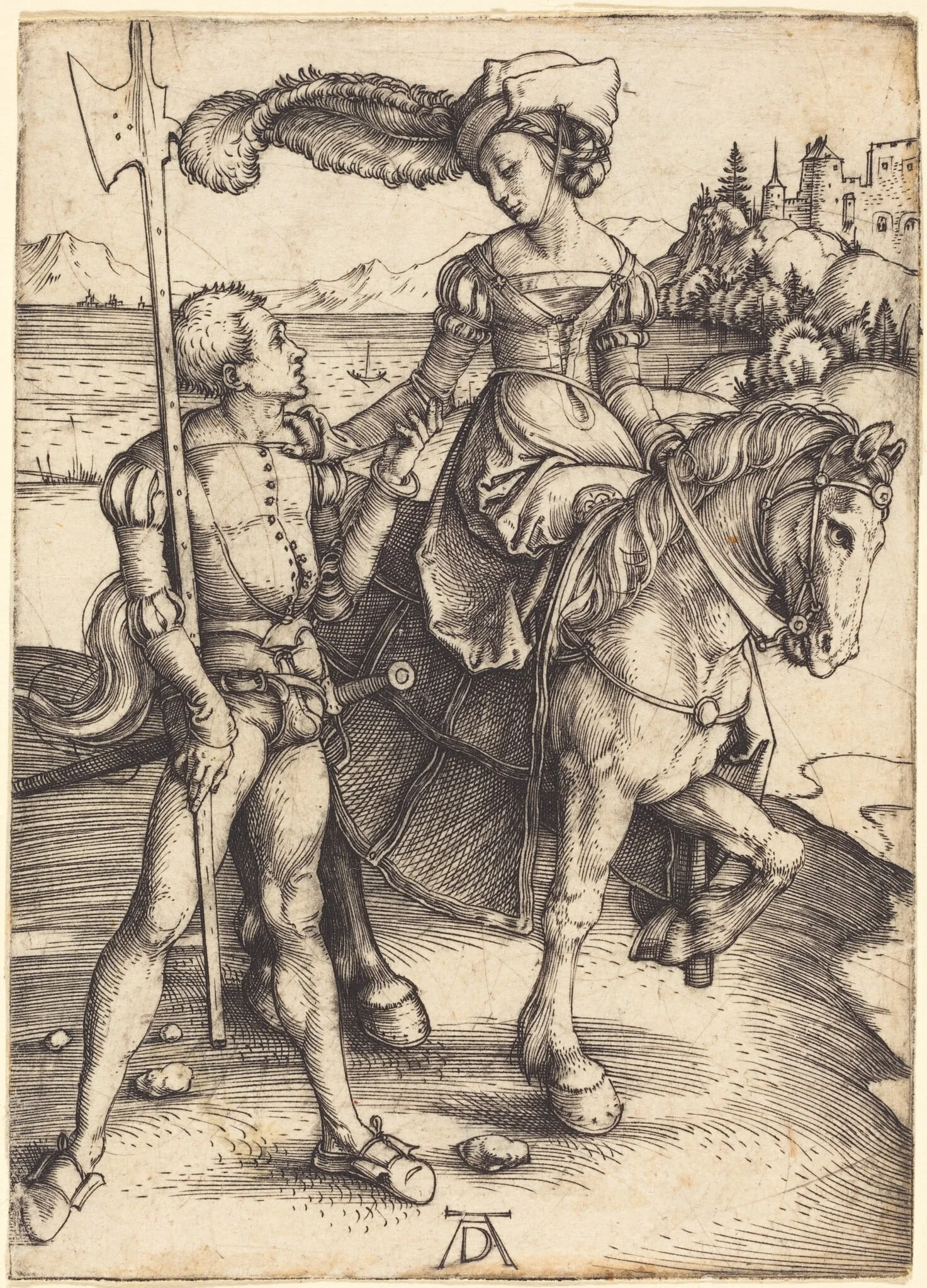 Lady on Horseback and the Lansquenet, detail