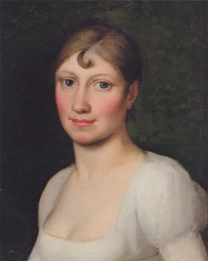 Christine Rebekka Eckersberg, f. Hyssing, kunstnerens første hustru, by Christoffer Wilhelm Eckersberg, oil, 1809