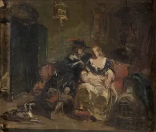 Domestic Scene, by André Plumot, oil, 1877