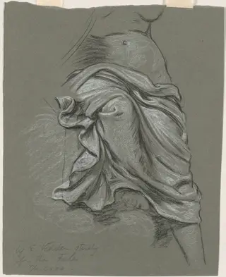 Study for "The Fates Gathering in the Stars", by Elihu Vedder, charcoal, 1886