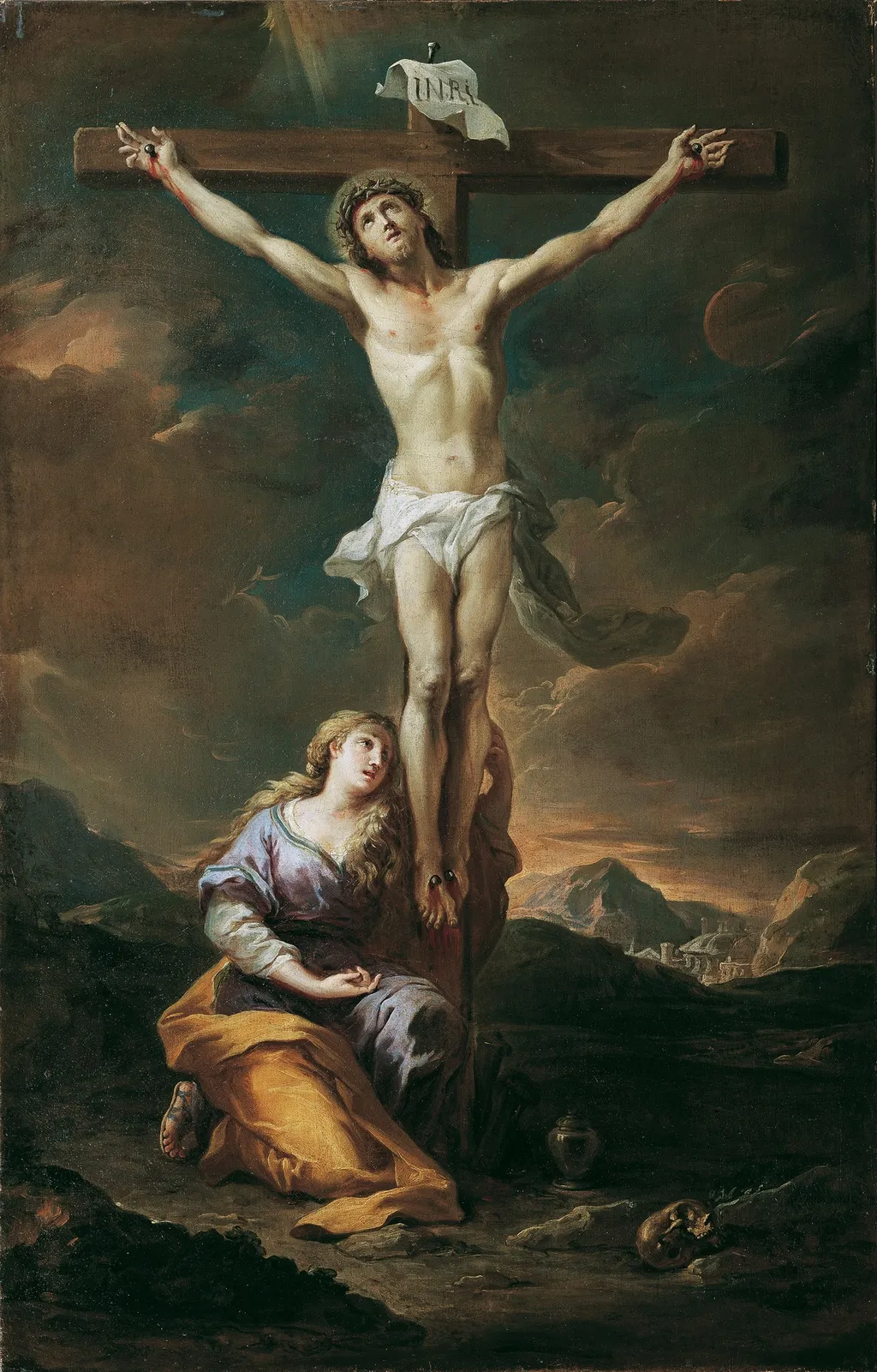 Crucifix with Mary Magdalene, by Martino Altomonte, oil, 1728