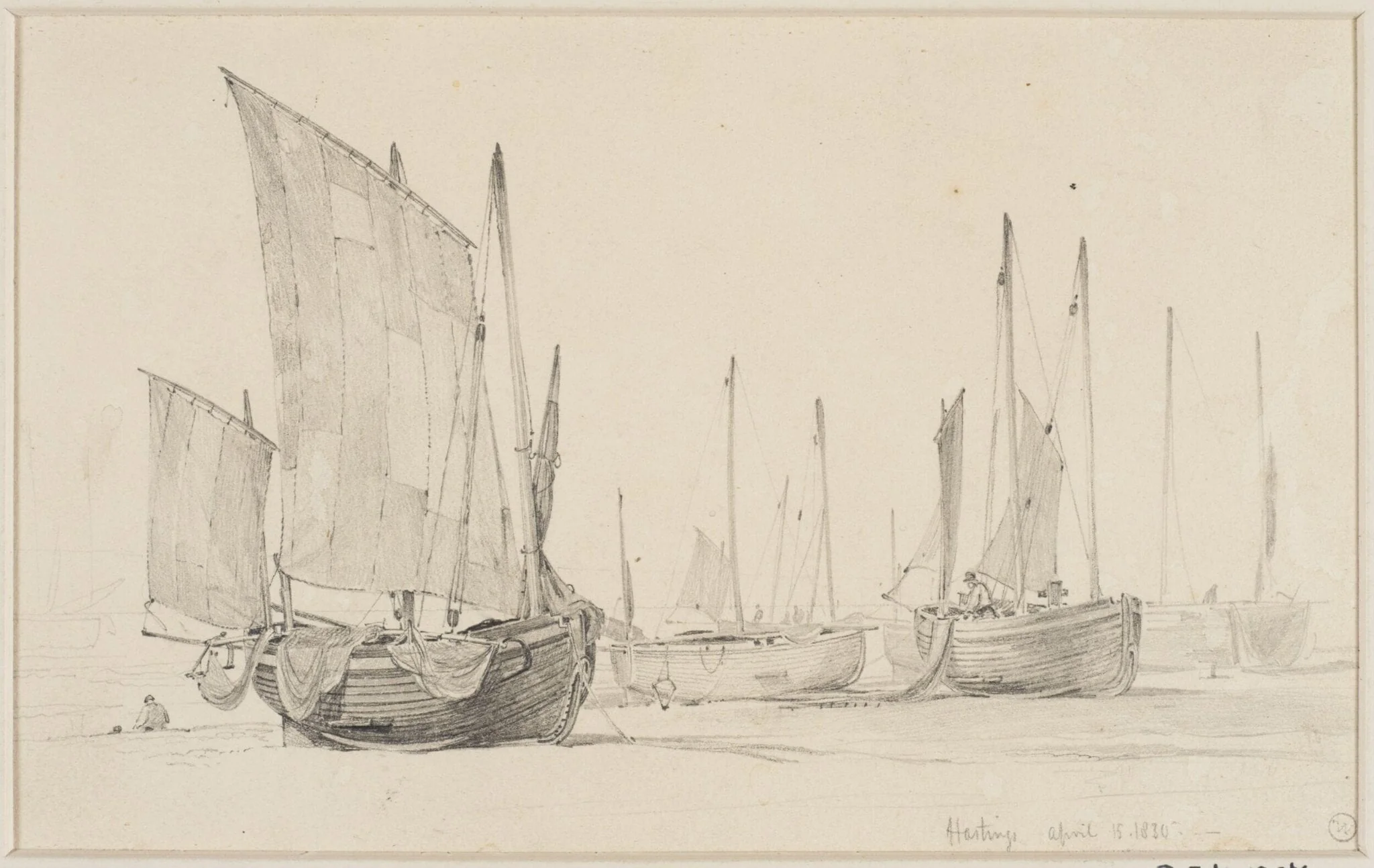 Boats on the beach at Hastings, detail