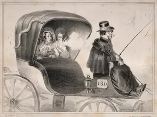 Actualités:  Les Inconvénients des voitures publique:  Le cocher de..., by Clémente Pruche, 1839