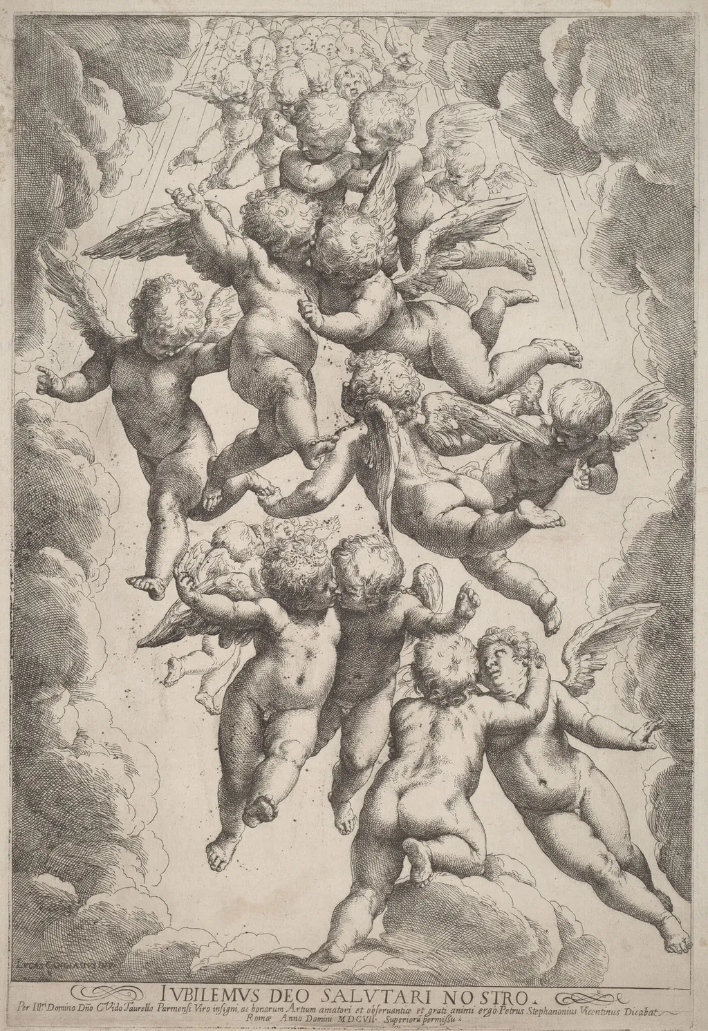 Angels in Glory, by Guido Reni, ink, 1607