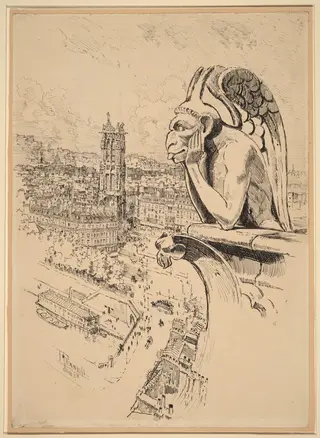 Study for "Le Stryge", by Joseph Pennell, ink, 1893