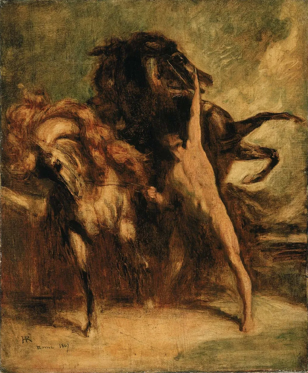 Sketch for Automedon with the Horses of Achilles, by Henri Regnault, oil, 1867