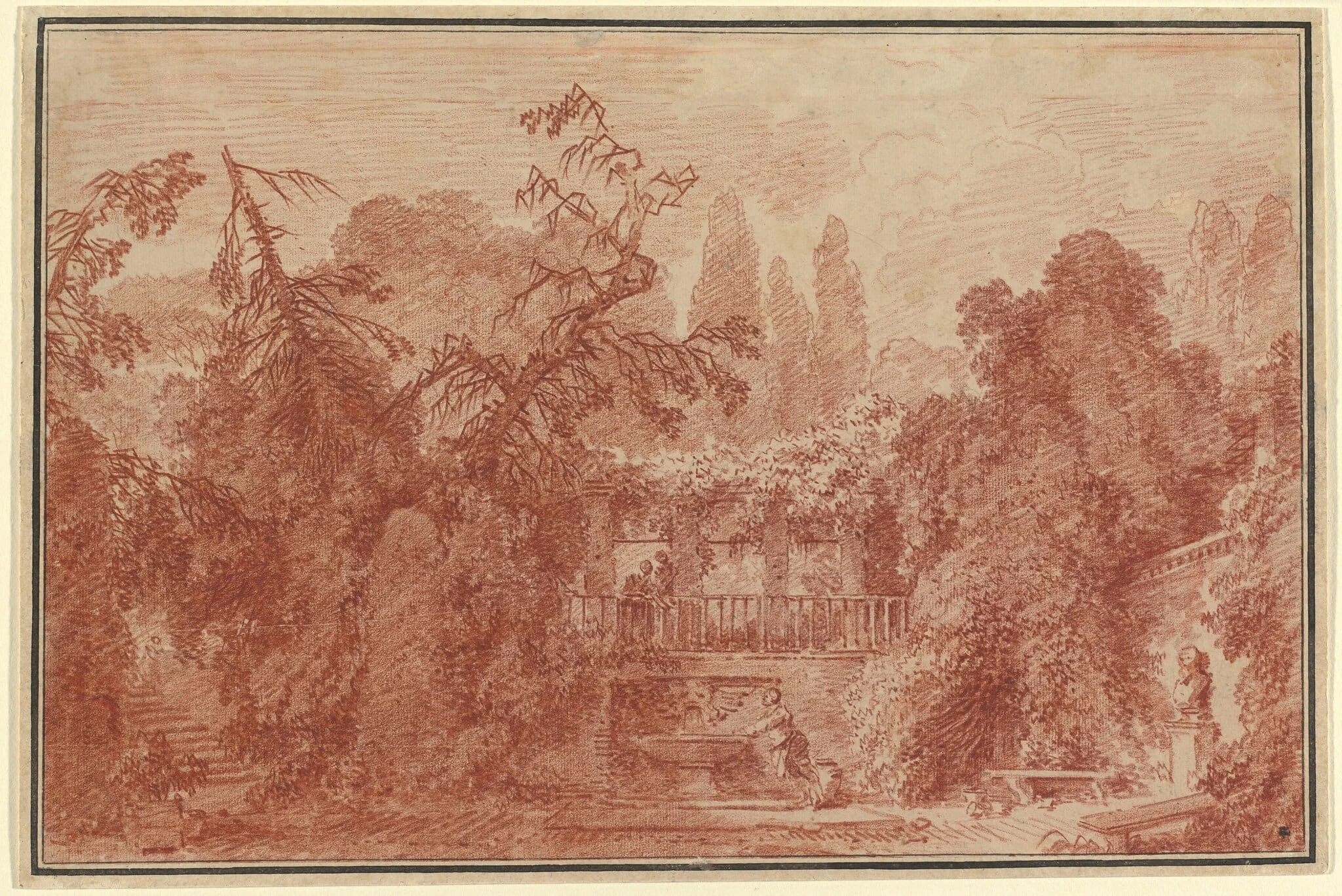Terrace and Garden of an Italian Villa, detail