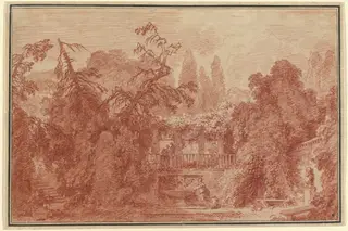 Terrace and Garden of an Italian Villa, by Jean Honoré Fragonard, chalk, 1762