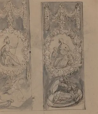 Decorative Motifs with Garlands (verso), by Gerard van Honthorst, ink, 1624