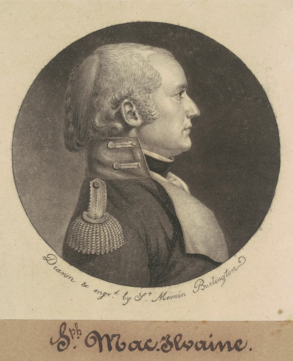 Joseph McIlvaine, by Charles B. J. Févret de Saint-Mémin, ink, 1798