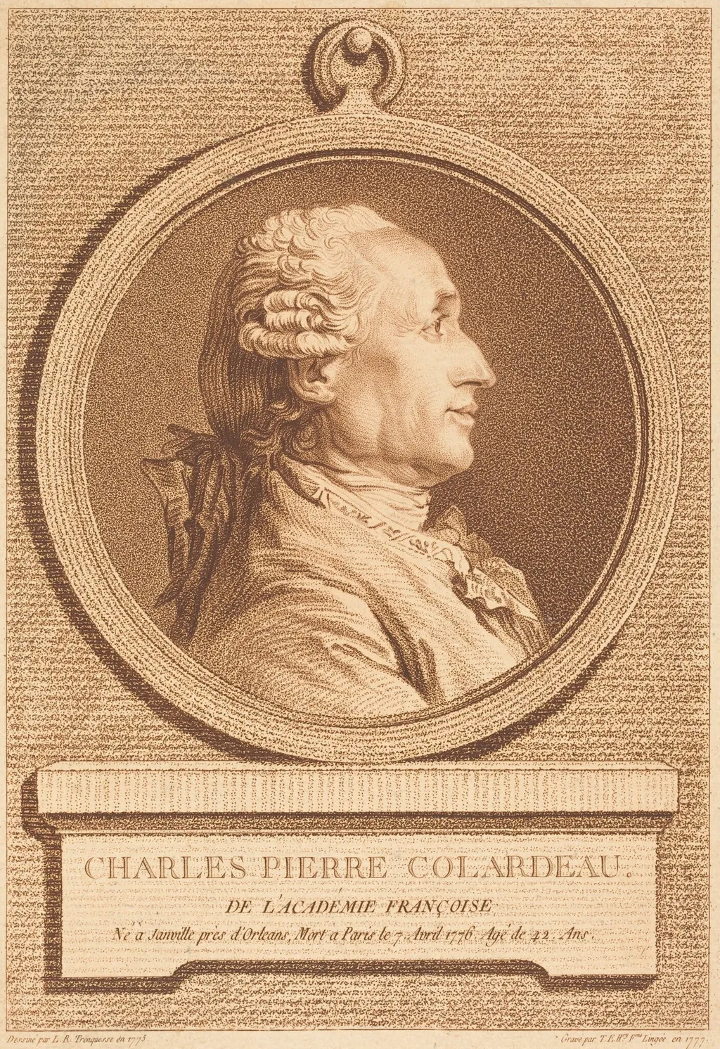 Charles Pierre Colardeau, by Thérèse-Éléonore Lingée, chalk, 1777