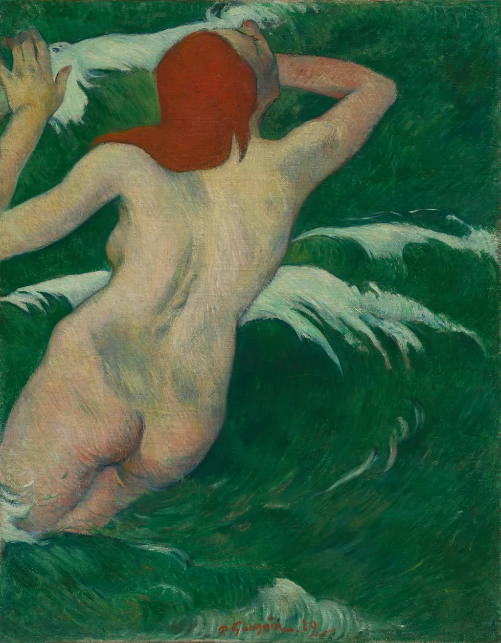 In the Waves (Dans les Vagues), by Paul Gauguin, oil, 1895