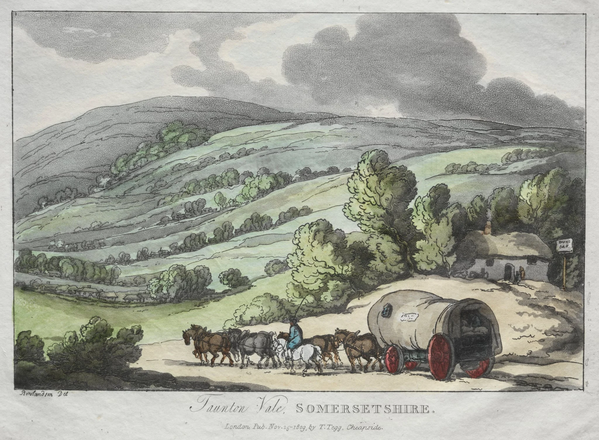 Rowlandson's Sketches from Nature: Taunton Vale, Somersetshire, detail