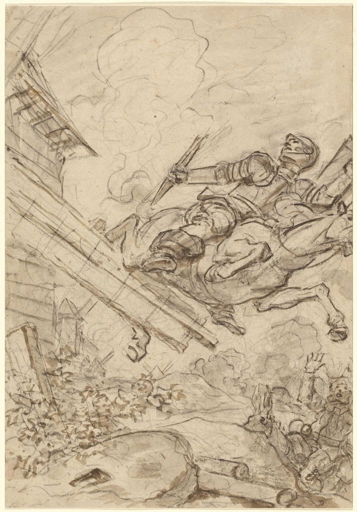Don Quixote Attacking the Windmill, detail