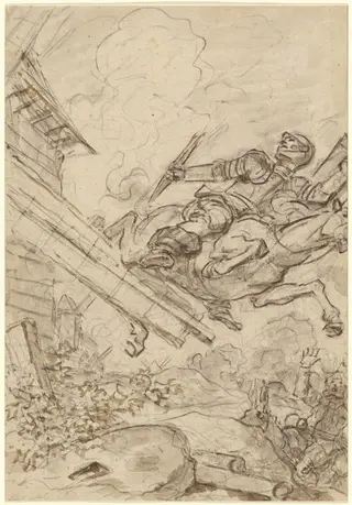 Don Quixote Attacking the Windmill, by Jean Honoré Fragonard, chalk, 1784