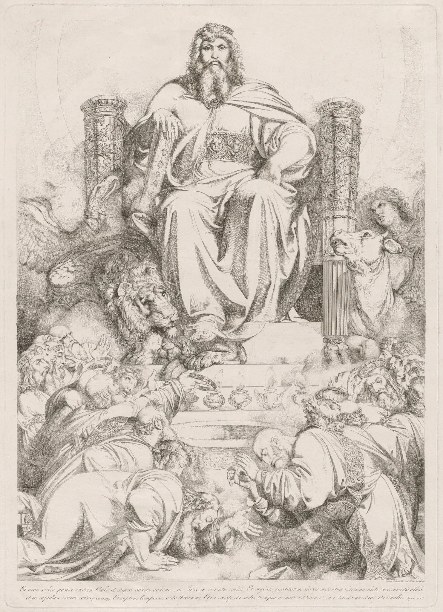 Et ecce sedes posita erat in coelo... (God the Son in Majesty on the Throne Surrounded by the Four Creatures and Worshipped by the Twenty-four Elders), detail