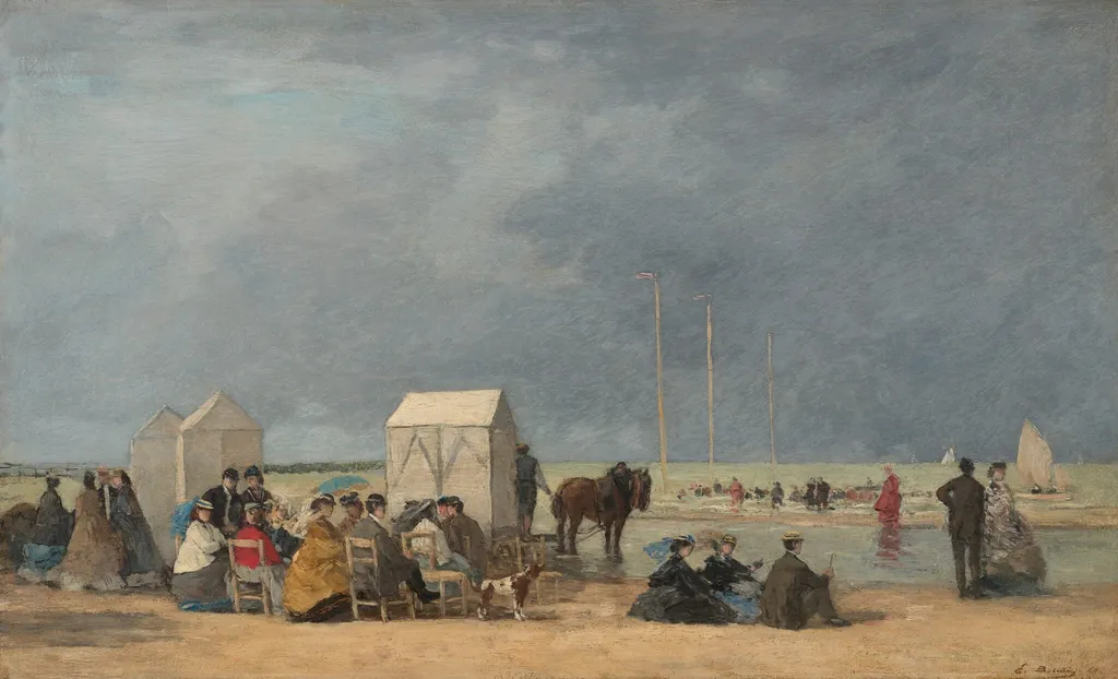 Bathing Time at Deauville, by Eugène Louis Boudin, oil, 1865