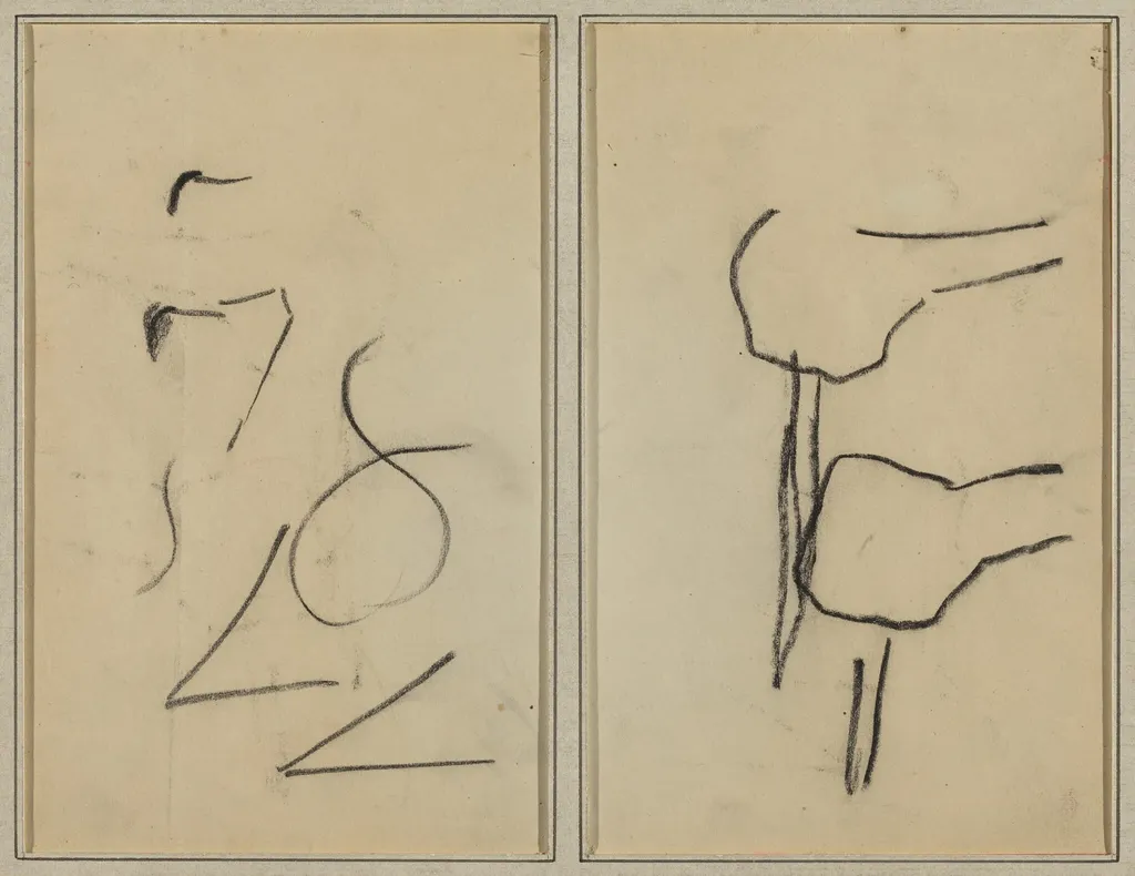 Scribbles; Two Shapes [verso], by Paul Gauguin, crayon, 1886