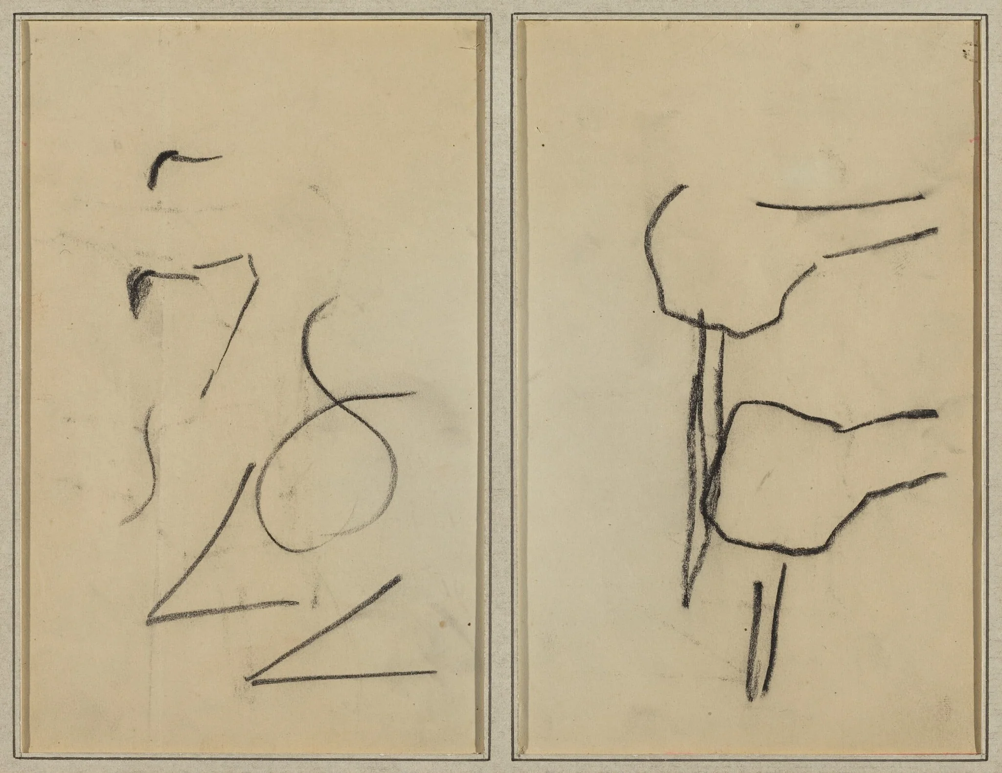 Scribbles; Two Shapes [verso], detail