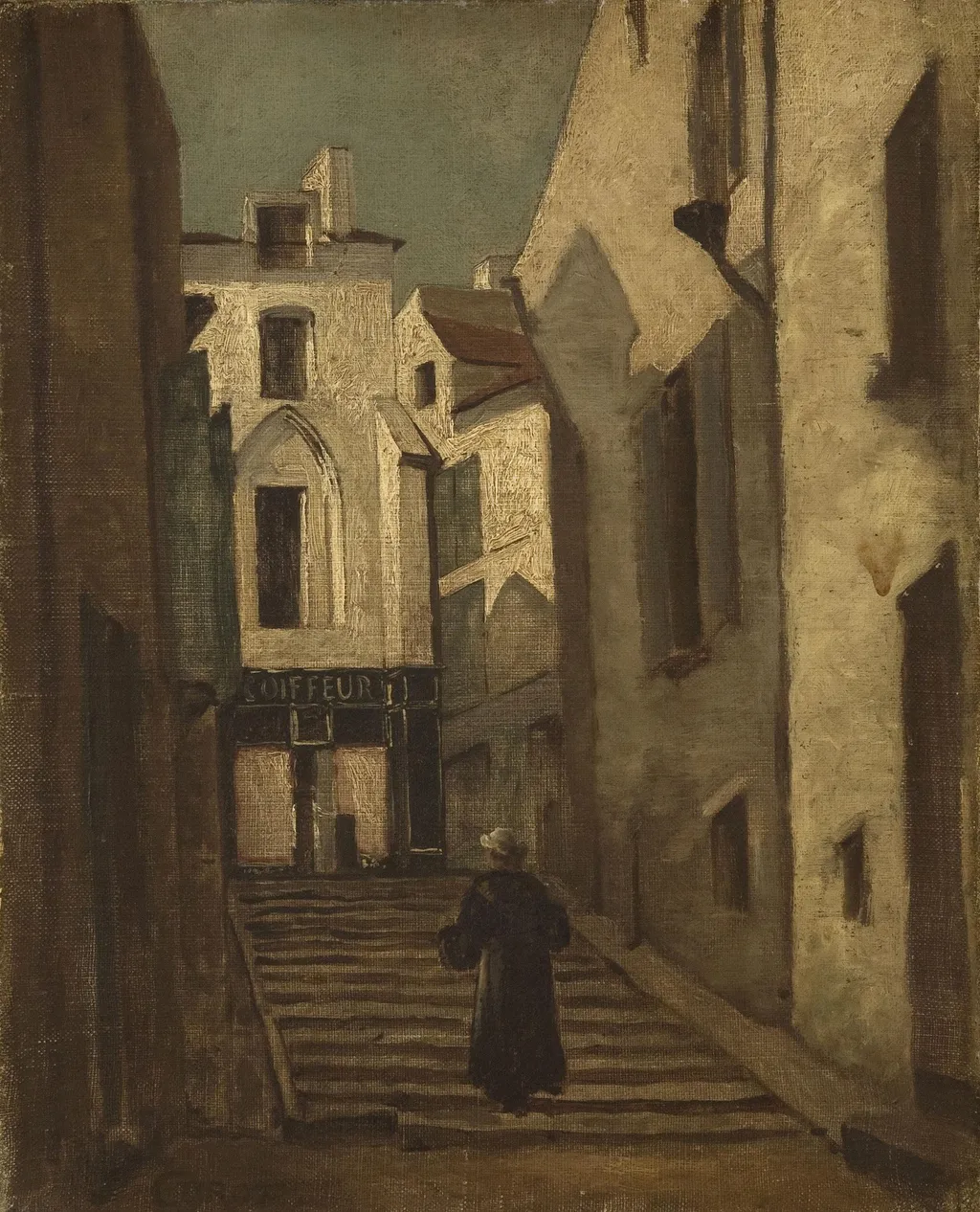 Barbershop, by Jean Baptiste Camille Corot, oil, 1845
