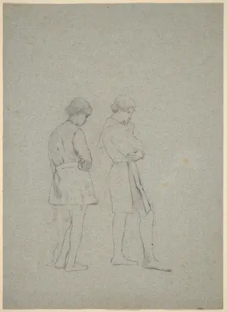 Studies for Elaine, by Thomas Hovenden, graphite, 1880