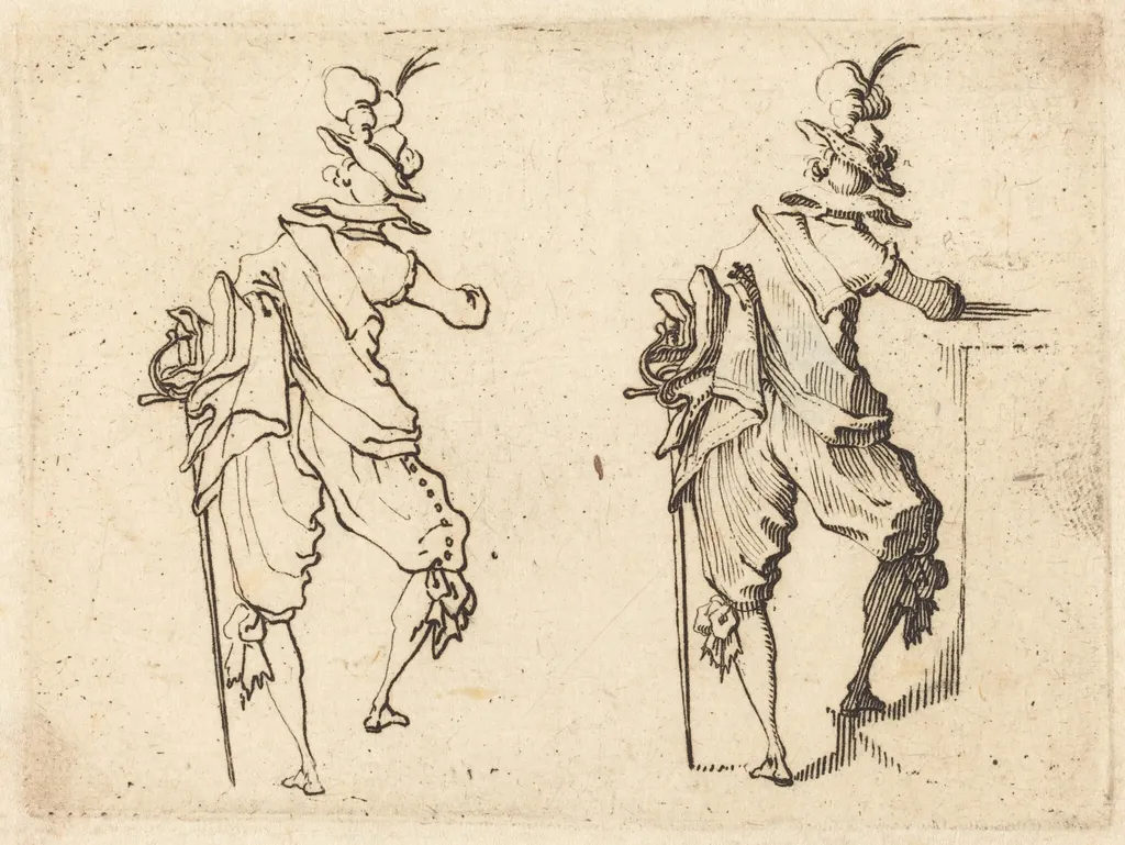 Man with Sword, by Jacques Callot, ink, 1617