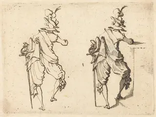 Man with Sword, by Jacques Callot, ink, 1617