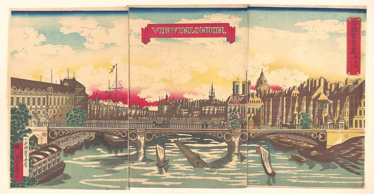 Kak'koku han e sukushi Igirisu Rondon|"View in London," the Prosperity of Countries: London, England, detail