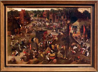 a flemish wake, by Pieter Brueghel the Younger, oil, 1610